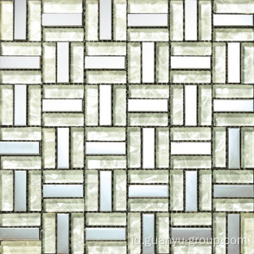 Blok Kaca Putih Mix Aluminium Mosaic
